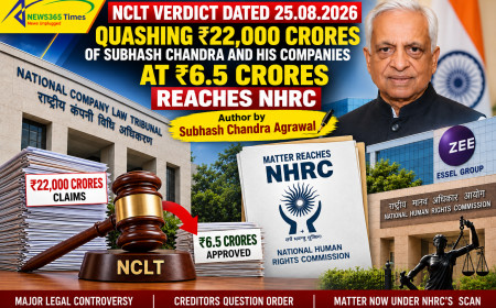 Matter of NCLT verdict dated 25.08.2026 quashing rupees 22000 crores of Subhash Chandra and his companies at 6.5 crores reaches NHRC