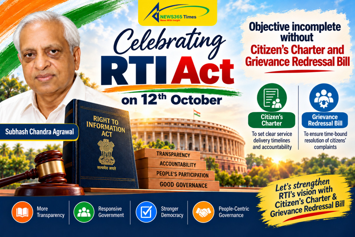 Celebrating RTI Act on 12th October : Objective incomplete without Citizen’s Charter and Grievance Redressal Bill