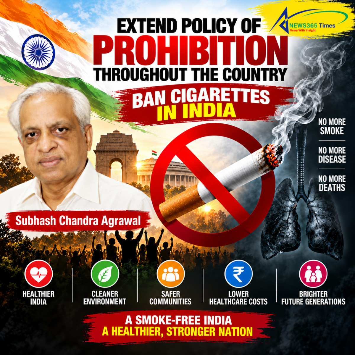 Extend policy of prohibition throughout the country: Ban Cigarettes in India