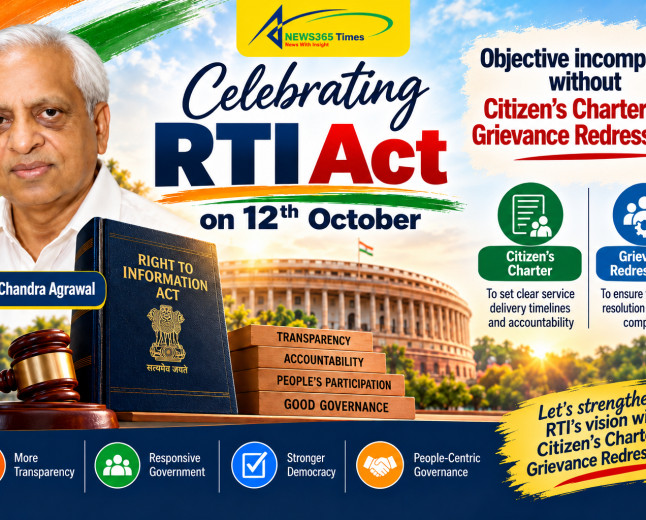 Celebrating RTI Act on 12th October : Objective incomplete without Citizen’s Charter and Grievance Redressal Bill