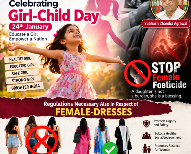 Celebrating Girl-Child Day on 24th January while aborting Female-Foeticide continues Regulations necessary also in respect of female-dresses